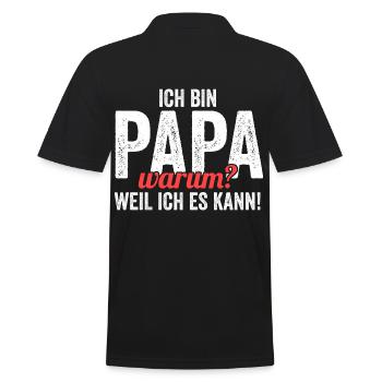 Vater Papi Papa - Männer Poloshirt - Schwarz - Hinten - Kai (181cm)