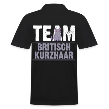Britisch Kurzhaar Katze - Männer Poloshirt - Schwarz - Hinten - Kai (181cm)