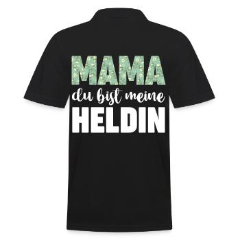 Mama Du Bist Meine Heldin - Männer Poloshirt - Schwarz - Hinten - Kai (181cm)