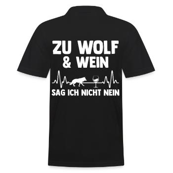 Tier Waldtier Wolf - Männer Poloshirt - Schwarz - Hinten - Kai (181cm)
