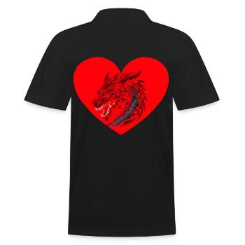 Love Dragon Heart Mythical Creature Fable Dragon - Men's Polo Shirt - black - Back - Kai (181cm)