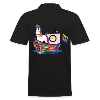Regenbogen Einhörner Seemänner Regenbogenfahne - Männer Poloshirt - Schwarz - Hinten - Kai (181cm)