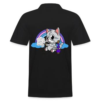 Chaton, narguilé, fumer, kiffen, narguilé, fumée - Polo Homme - noir - Dos - Kai (181cm)
