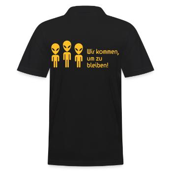 Wir Kommen, Um Zu Bleiben! (Science Fiction Alien) - Männer Poloshirt - Schwarz - Hinten - Kai (181cm)
