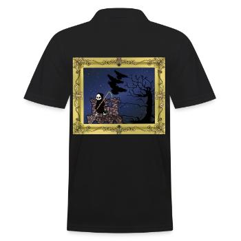 Horror Mittelalter Burg Festung Sensenmann Tod - Männer Poloshirt - Schwarz - Hinten - Kai (181cm)