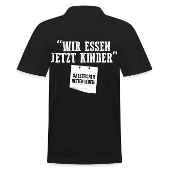 Wir Essen Jetzt Kinder Satzzeichen Retten Leben - Männer Poloshirt - Schwarz - Hinten - Kai (181cm)