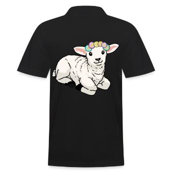 Frohe Ostern Lamm Schaf Ostern Grüße Kinder - Männer Poloshirt - Schwarz - Hinten - Kai (181cm)