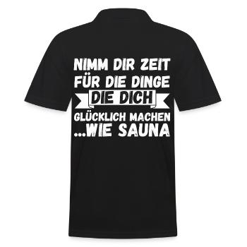 Wellness Saunagänger Saunieren Saunierer Sauna - Männer Poloshirt - Schwarz - Hinten - Kai (181cm)