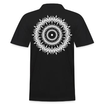 02 Kreise gezackt - Männer Poloshirt - Schwarz - Hinten - Kai (181cm)
