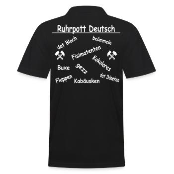 Ruhrpott Deutsch, Sprüche, Humor Shirt Geschenk - Männer Poloshirt - Schwarz - Hinten - Kai (181cm)