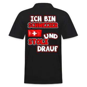 Drapeau suisse. Je suis suisse et fier de ça. - Polo Homme - noir - Dos - Kai (181cm)