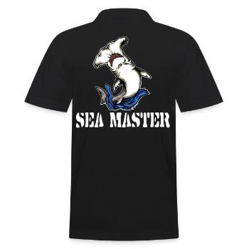 sea master, hammerhead seafaring shirt navy tattoo - Men's Polo Shirt - black - Back - Kai (181cm)