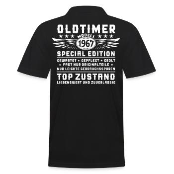 Oldtimer Jahrgang 1967 55. Geburtstag Geschenk Fun - Männer Poloshirt - Schwarz - Hinten - Kai (181cm)