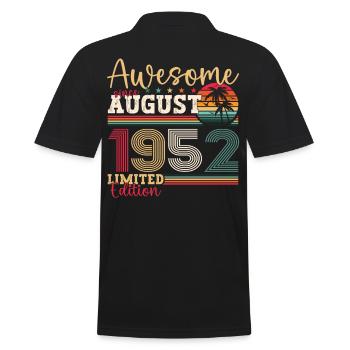 Awesome since August 1952 70th Birthday Gift - Men's Polo Shirt - black - Back - Kai (181cm)