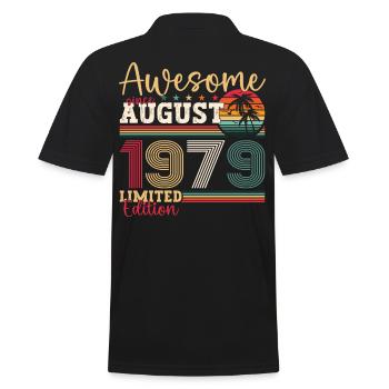 Awesome since August 1979 43rd Birthday Gift - Men's Polo Shirt - black - Back - Kai (181cm)