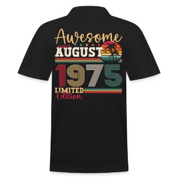 Awesome since August 1975 47th Birthday Gift - Men's Polo Shirt - black - Back - Kai (181cm)