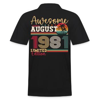 Awesome since August 1981 41st Birthday Gift - Men's Polo Shirt - black - Back - Kai (181cm)