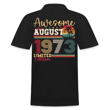 Awesome since August 1973 49th Birthday Gift - Men's Polo Shirt - black - Back - Kai (181cm)