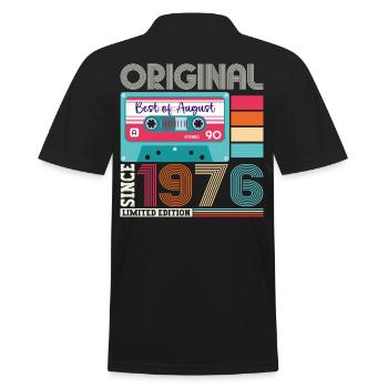 Original August 1976 46th Birthday Gift Retro - Men's Polo Shirt - black - Back - Kai (181cm)