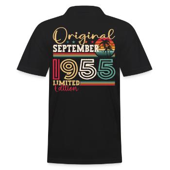 Original September Vintage 1955 Geburtstag Lustig - Männer Poloshirt - Schwarz - Hinten - Kai (181cm)