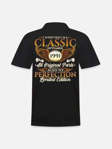 Born in 1991 Birthday Gift Men September - Men's Polo Shirt - black