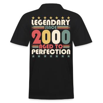 Vintage 2000 22nd Birthday Legendary Gift Fun - Men's Polo Shirt - black - Back - Kai (181cm)