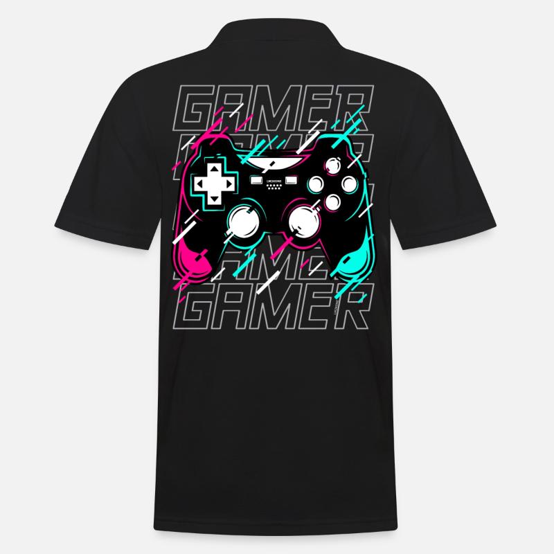 Gamer - Gaming Controller Videospielkonsole - neon - Männer Poloshirt - Schwarz