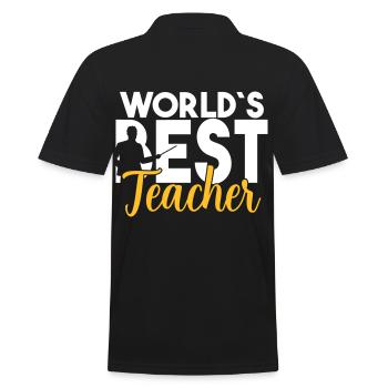 Welt bester Lehrer Lehrerin Schüler cooler Spruch - Männer Poloshirt - Schwarz - Hinten - Kai (181cm)