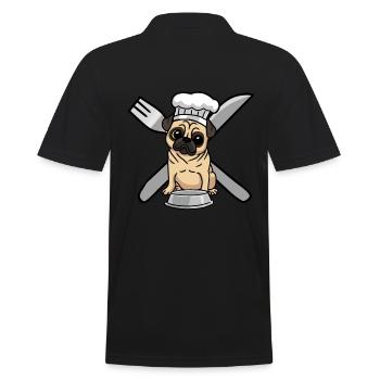 Mops Leben Hund Hunde hungrig kochen - Männer Poloshirt - Schwarz - Hinten - Kai (181cm)