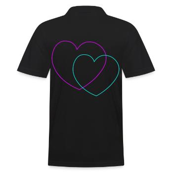 Herz Herzen Liebe Partner Partnerschaft Paar - Männer Poloshirt - Schwarz - Hinten - Kai (181cm)