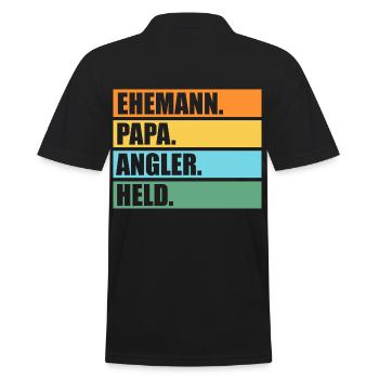 Angeln Fischer Papa Vater Fischen Angel Angler - Männer Poloshirt - Schwarz - Hinten - Kai (181cm)