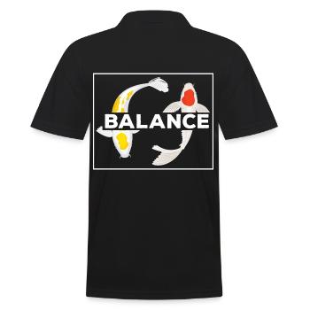 Koi Balance Ying Yang - Männer Poloshirt - Schwarz - Hinten - Kai (181cm)