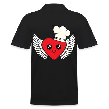 Koch Herz himmlisch Kochen Gastgeber Köchin - Männer Poloshirt - Schwarz - Hinten - Kai (181cm)