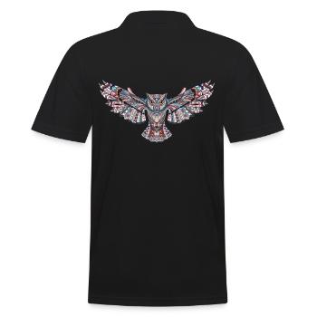 Eule in Mosaik - Männer Poloshirt - Schwarz - Hinten - Kai (181cm)