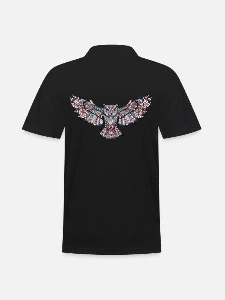 Eule in Mosaik - Männer Poloshirt - Schwarz