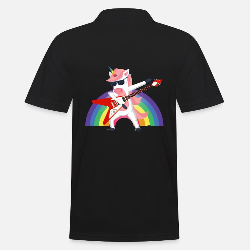 Rocker Einhorn - Männer Poloshirt - Schwarz