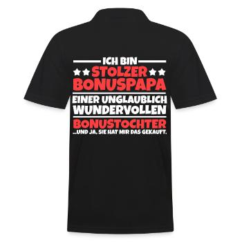 Bonustochter Bonuspapa Stiefvater - Männer Poloshirt - Schwarz - Hinten - Kai (181cm)