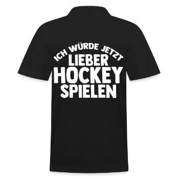 Eishockey Hockeyspieler Hockey - Männer Poloshirt - Schwarz - Hinten - Kai (181cm)
