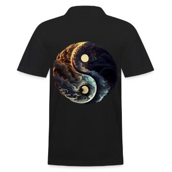 Von der Natur inspiriertes Yin und Yang - Männer Poloshirt - Schwarz - Hinten - Kai (181cm)