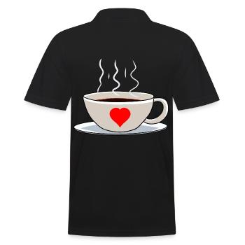 Tasse Herz Frühaufsteher Morgens Kaffee - Männer Poloshirt - Schwarz - Hinten - Kai (181cm)