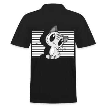Kawaii Katze Süße Katze - Männer Poloshirt - Schwarz - Hinten - Kai (181cm)