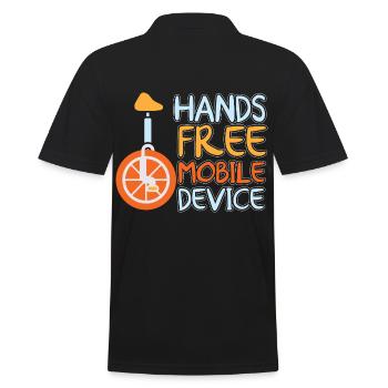 Hands Free Mobile Device Unicycle Joke - Männer Poloshirt - Schwarz - Hinten - Kai (181cm)