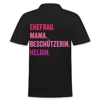 Ehefrau Mutter Mama - Männer Poloshirt - Schwarz - Hinten - Kai (181cm)