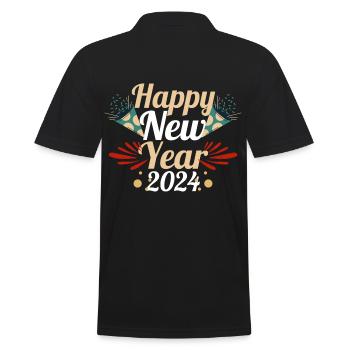 Happy New Year New Year's Eve 2024 - Men's Polo Shirt - black - Back - Kai (181cm)
