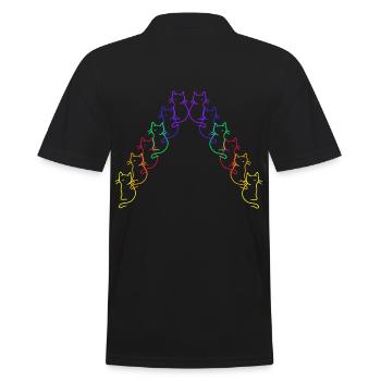 80er Regenbogen Katzen Gay Pride LGBT - Männer Poloshirt - Schwarz - Hinten - Kai (181cm)