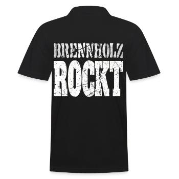 Brennholz Rockt, Handwerk Spruch Kamin Forstwirt - Männer Poloshirt - Schwarz - Hinten - Kai (181cm)