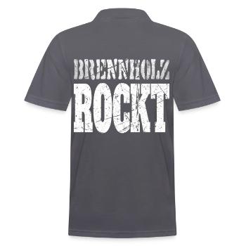 Brennholz Rockt, Handwerk Spruch Kamin Forstwirt - Männer Poloshirt - Anthrazit - Hinten - Nico (186cm)