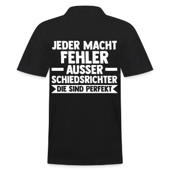 Schiri Unparteiischer Fußball Schiedsrichter - Männer Poloshirt - Schwarz - Hinten - Kai (181cm)