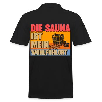 Wellness Saunagänger Saunieren Saunierer Sauna - Männer Poloshirt - Schwarz - Hinten - Kai (181cm)