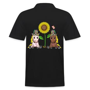 Tournesol Hippie Cheval Chevaux Cavalier - Polo Homme - noir - Dos - Kai (181cm)